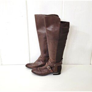 Vince Camuto Paton Brown Leather Knee-High Riding Boots